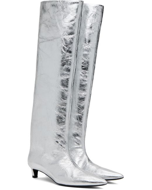Jil Sander White Silver Metallic Boots