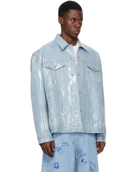 Vetements Blue Sequinned Denim Jacket for men