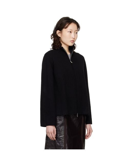 Loulou de Saison Black Gabi Zipped Cashmere Sweater