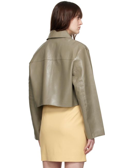 Stand Studio Natural Green Gretel Leather Jacket