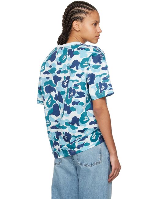 A Bathing Ape Blue Abc Camo Crystal Stone Shark T-Shirt