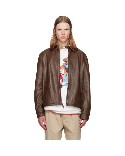 Polo Ralph Lauren Brown 'The Bayville' Leather Jacket for men