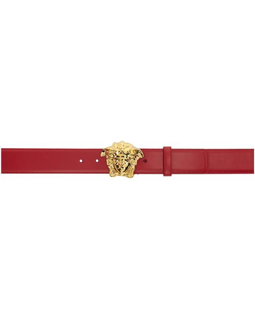 Versace Red And Gold Medusa Belt for men