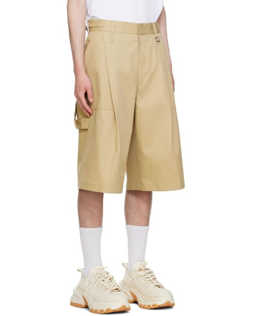 Wooyoungmi Natural Beige Pleated Shorts for men