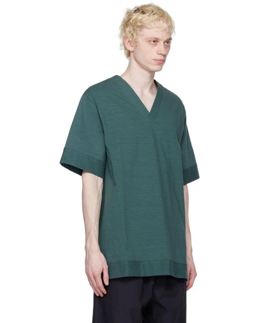 Jil Sander Blue Green V-neck T-shirt for men