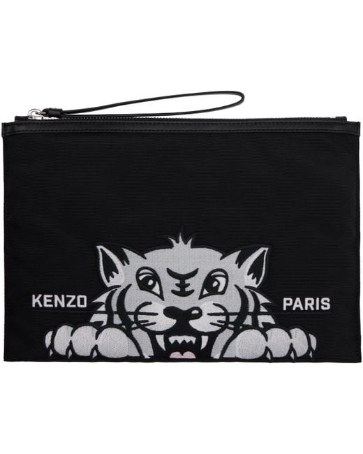 メンズ KENZO ブラック ラージ Paris Varsity' ポーチ Black