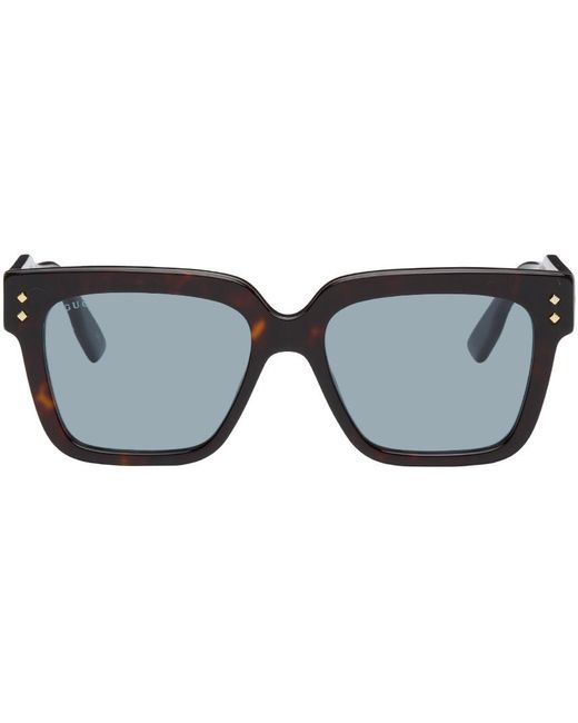 Gucci Tortoiseshell Square Sunglasses in Black for Men Lyst