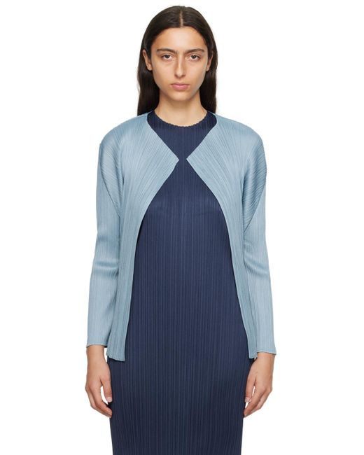 Pleats Please Issey Miyake Blue Monthly Colors August Cardigan