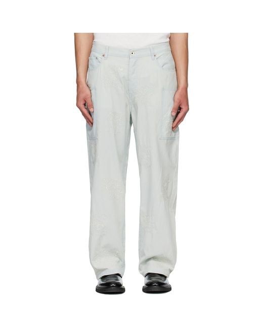 KENZO White Paris Cartoon' Embroidered Cargo Pants for men