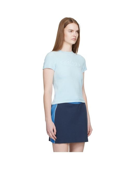 Casablanca Blue Velour Short Sleeve T‑Shirt