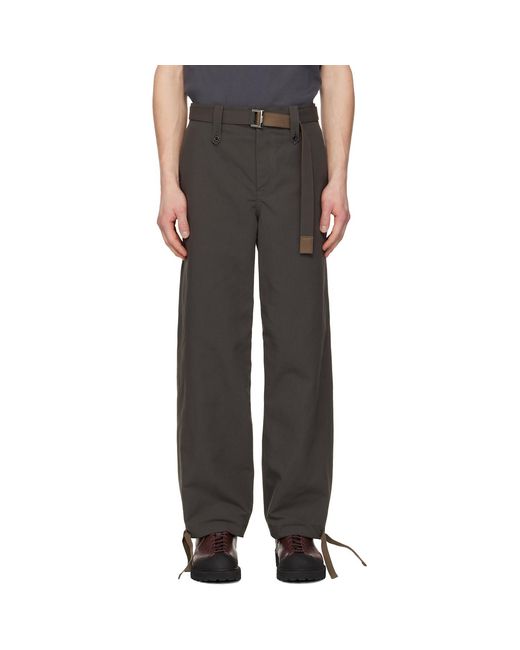 Sacai Black Khaki Weathercloth Trousers for men