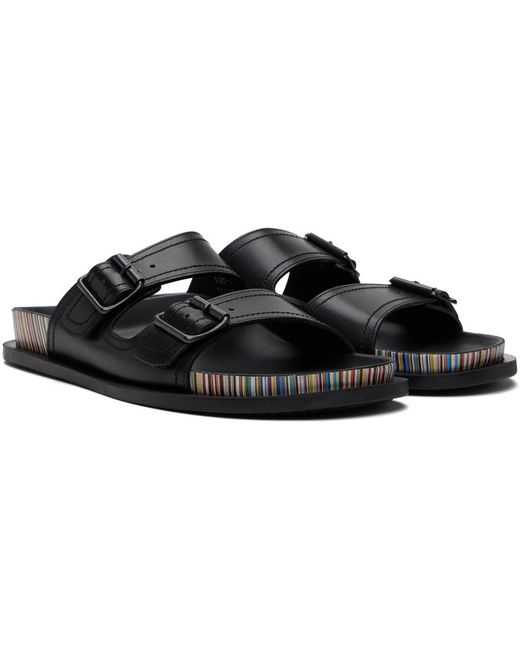Paul Smith Black Leather Mesra Sandals for men