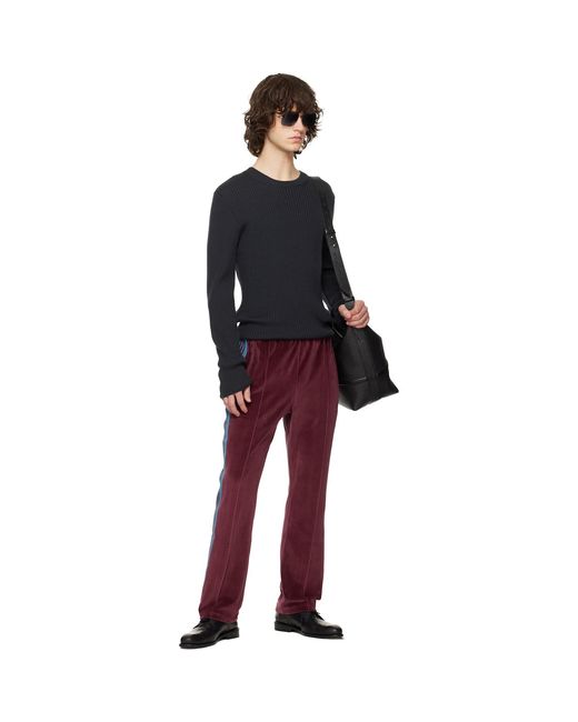 Needles Red Burgundy Narrow Track Pants for men