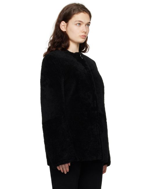 Blouson Noir En Peau Retournée À Glissière Totême  en coloris Black