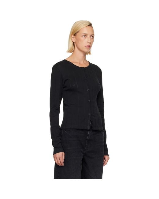 Ganni Black Pointelle Cardigan