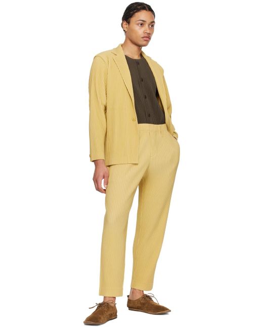 Homme Plissé Issey Miyake Homme Plissé Issey Miyake Yellow Tailored Pleats 1 Trousers for men