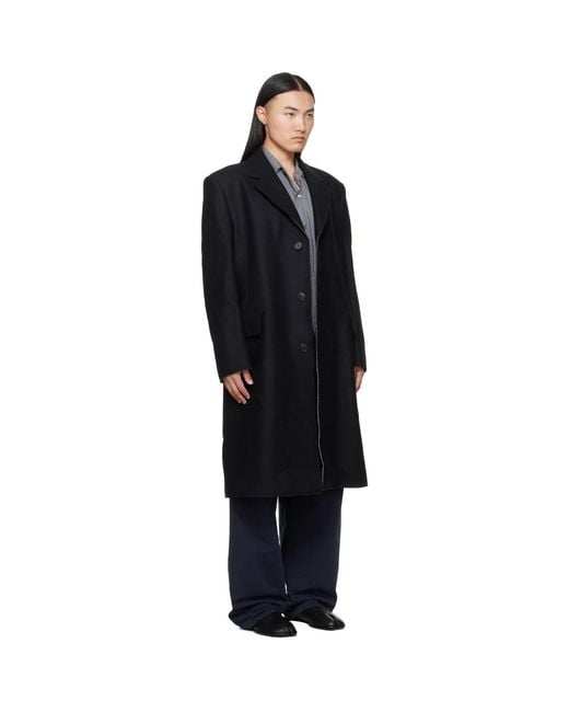 MM6 by Maison Margiela Black Wool Felt Single-Breasted Coat for men