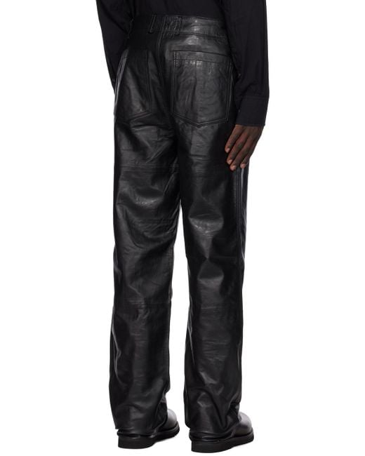 Deadwood Black Presley Leather Pants for men