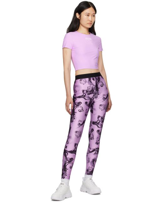 Versace Multicolor Purple Printed leggings