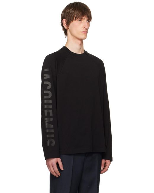 T-shirt à manches longues 'le t-shirt typo manches longues' noir - les classiques Jacquemus pour homme en coloris Black