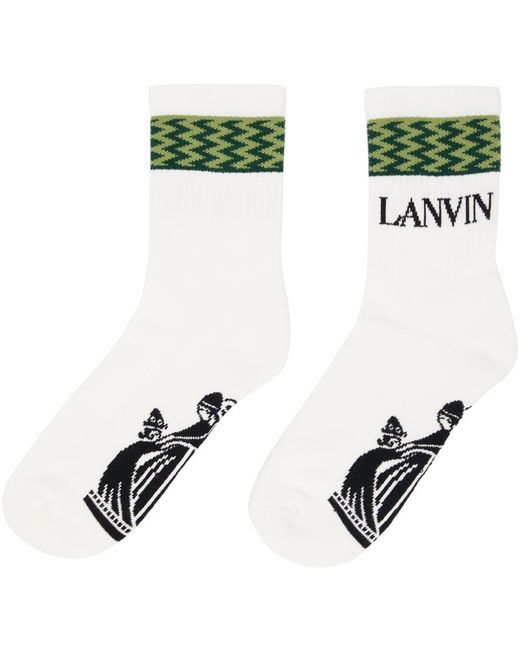 Lanvin Black White Curb Socks for men