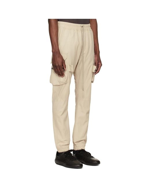 Rick Owens Natural Temple Mastodon Cargo Leather Pants for men