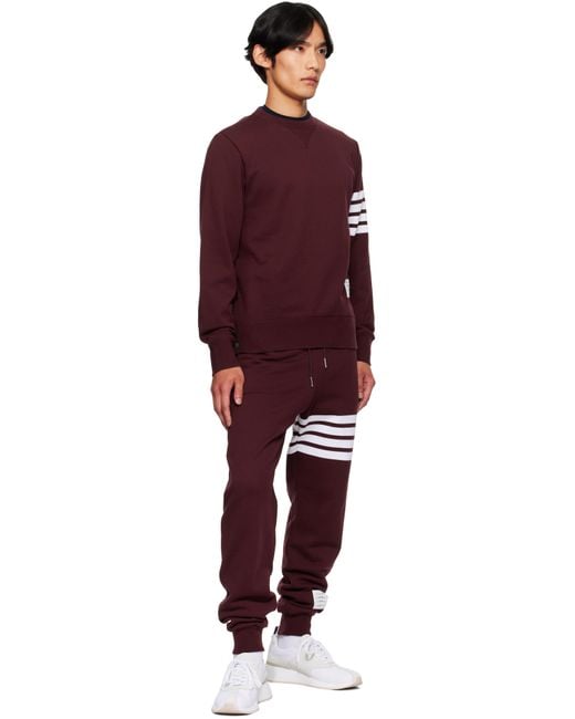 Thom Browne Red Burgundy Classic Loopback 4-Bar Sweatshirt for men
