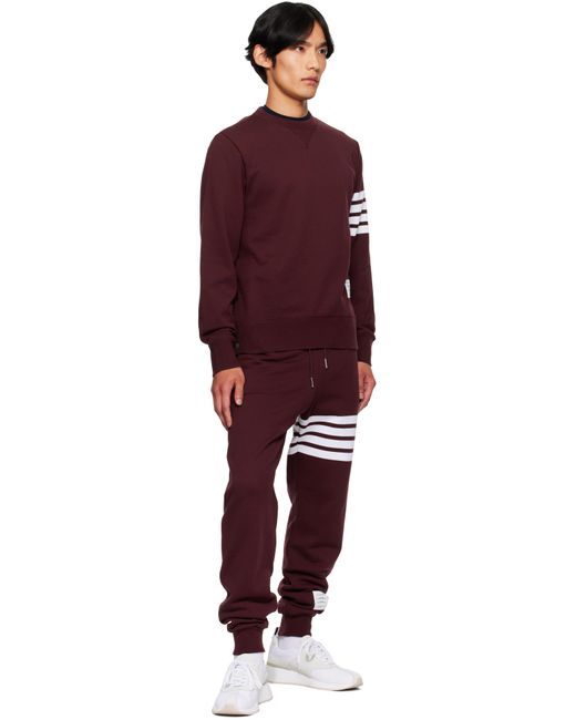 Pull Molletonné Bourgogne En Jersey Bouclette À Quatre Rayures Thom Browne pour homme en coloris Red