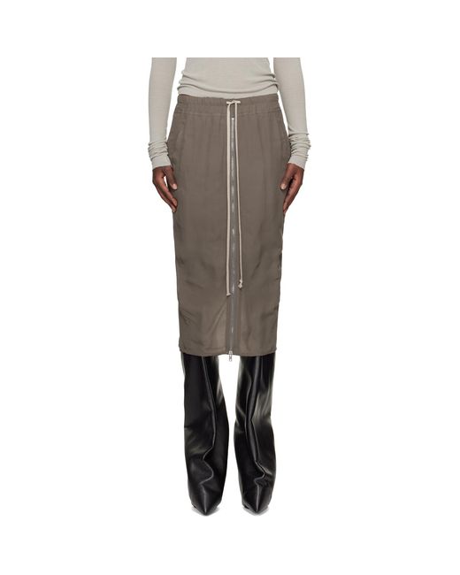 Rick Owens Black Temple Zipped Short Pillar Midi Skirt
