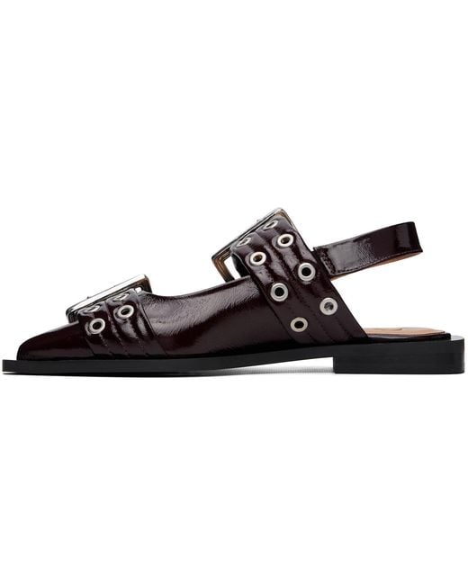Ganni Black Feminine Buckle Ballerina Flats
