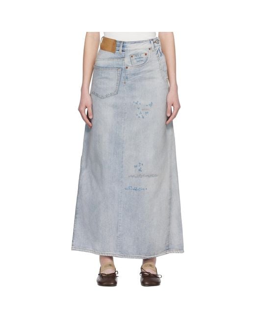 MM6 by Maison Margiela Black Distressed Denim Maxi Skirt