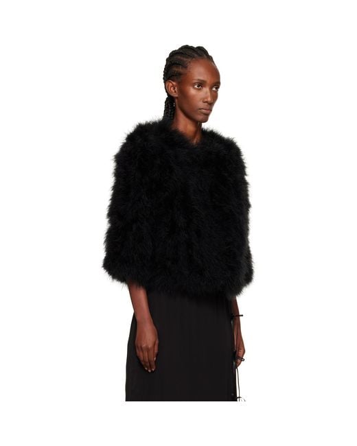 Yves Salomon Black Short Feather Jacket