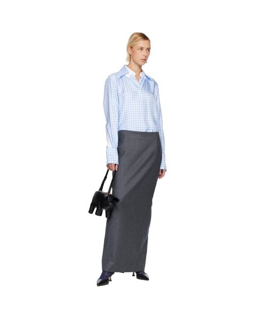 Thom Browne Black Solid Wool Flannel Pencil Maxi Skirt