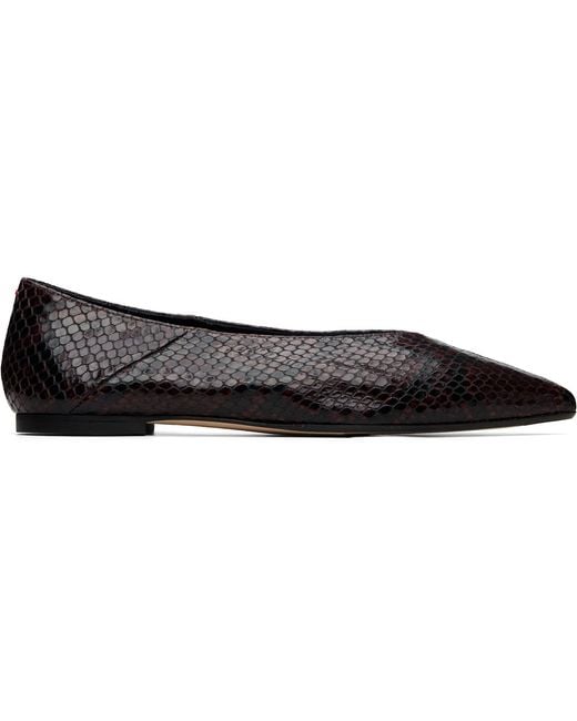 Aeyde Black Burgundy Moa Pointed-Toe Ballerina Flats