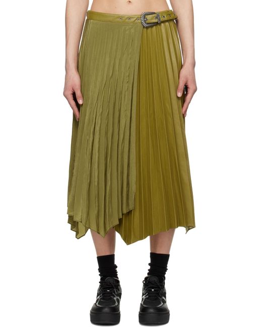 ANDERSSON BELL Green Nicola Faux-leather Midi Skirt