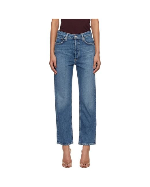 Agolde Blue 90's Pinch Waist Crop Jeans