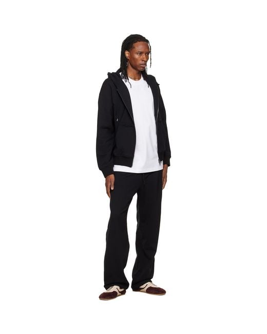 Wooyoungmi Black Cotton Single-Pleat Banding Sweatpants for men
