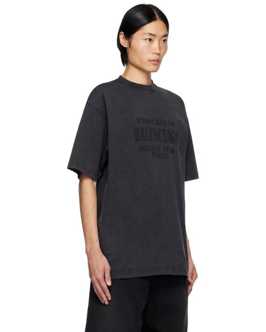 Balenciaga Black Gray Printed T-shirt for men