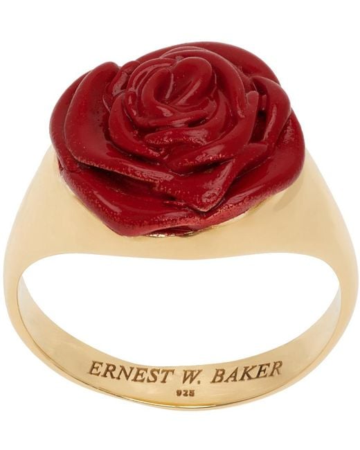 Ernest W. Baker Red Rose Ring for men