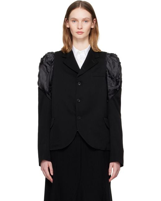 Comme des Garçons ブラック Ruched Shoulder テーラードジャケット