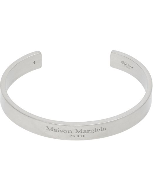 メンズ Maison Margiela シルバー ロゴ カフブレスレット Black