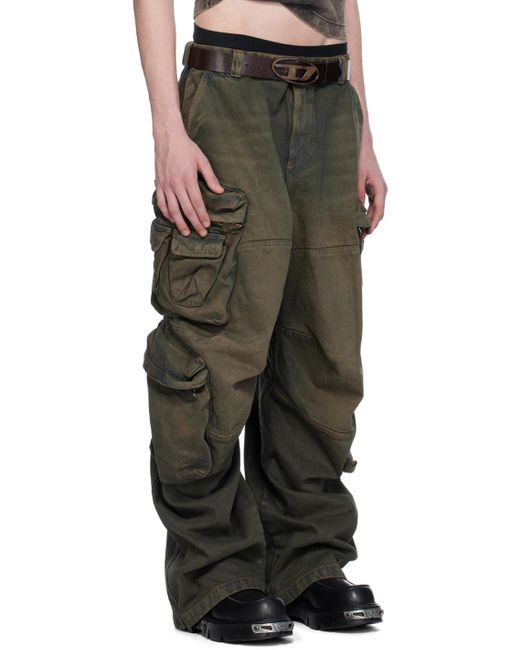 Pantalon cargo brun en denim - capsule brune exclusive à SSENSE DIESEL pour homme en coloris Multicolor