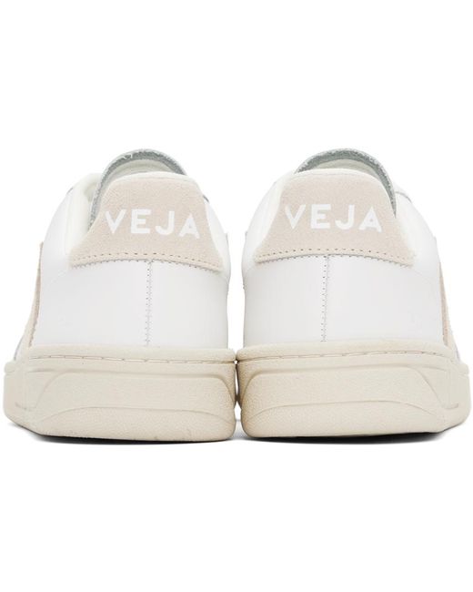 Veja Black White & Beige V-12 Leather Sneakers