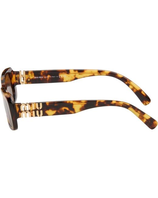 Miu Miu Brown Rectangular Sunglasses