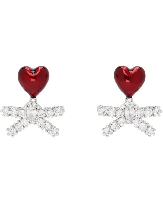 ShuShu/Tong Black Yvmin Edition Enamel Heart Gem Bowknot Earrings