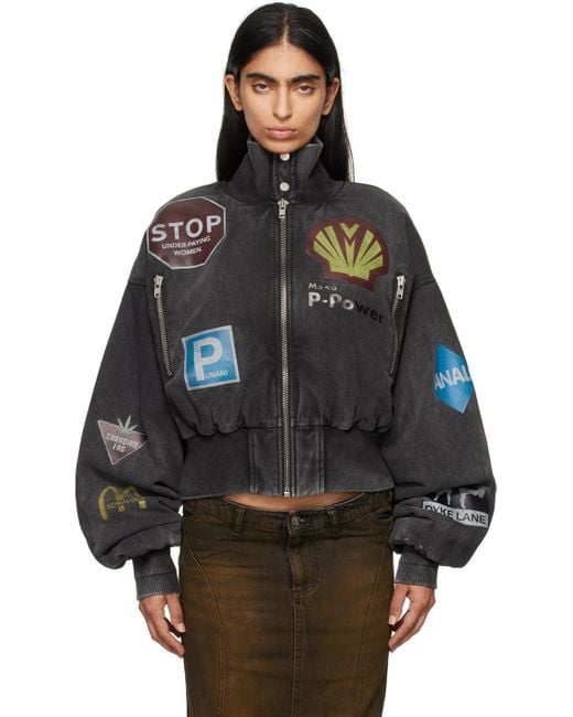 Mowalola Black Crash Bomber Jacket