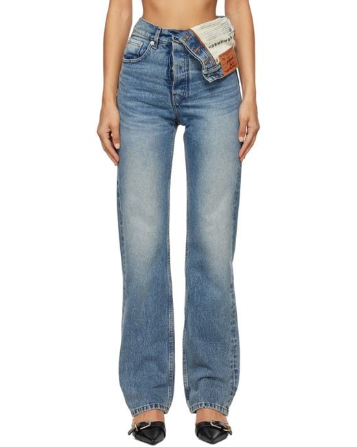 Y. Project Blue Evergreen Asymmetric Jeans