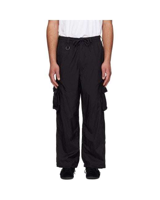 Y-3 Black Nylon Wi 3 Stripes Cargo Pants for men