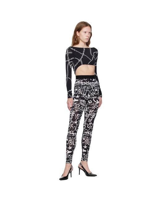 Versace Jeans Couture Black Printed Bodysuit