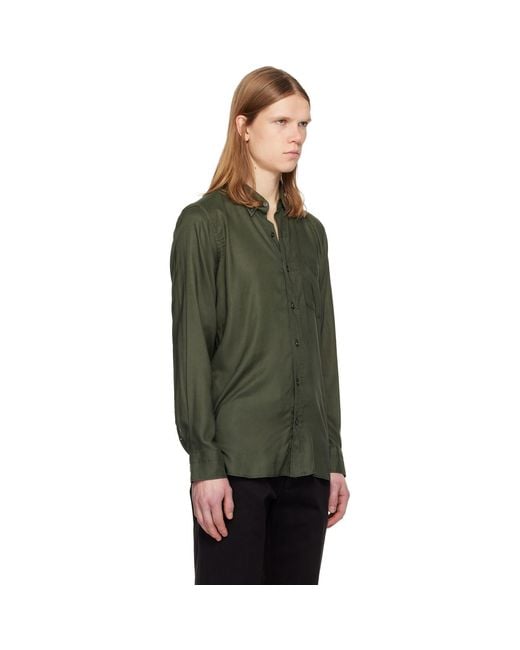 Tom Ford Black Khaki Fluid Gabardine Slim Fit Shirt for men